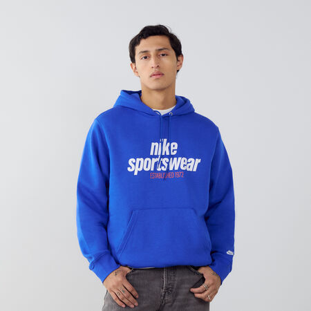 NIKE HOODIE LINEAR LOGO BLAUW/WIT HEREN
