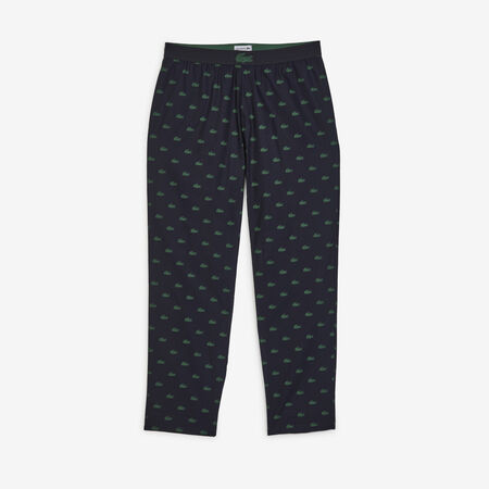 LACOSTE PANTALON LOGO AOP MARINEBLAUW/GROEN HEREN