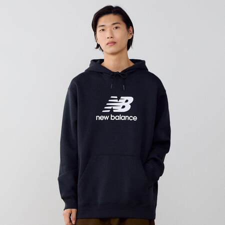 NEW BALANCE HOODIE BIG LOGO ZWART/WIT HEREN