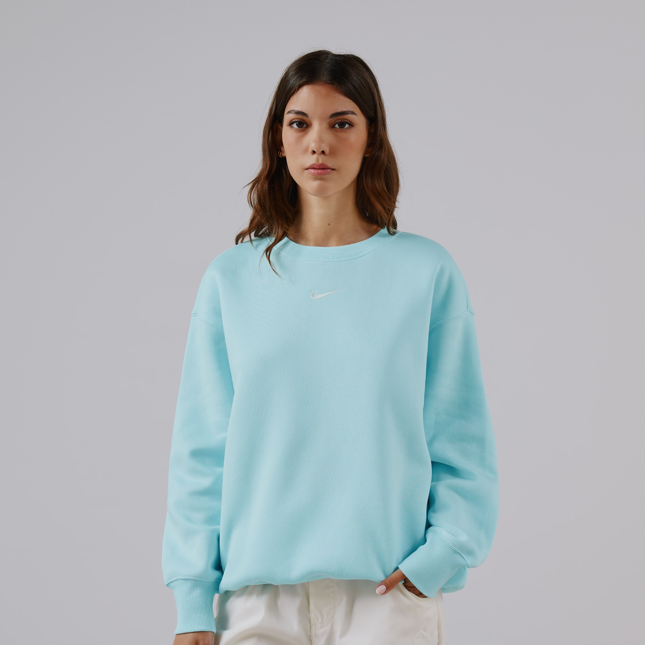 NIKE SWEAT CREW PHOENIX LONG OVERSIZED BLAUW WIT TRUI DAMES Courir