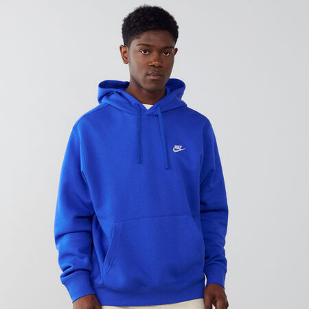 NIKE CLUB HOODIE SMALL LOGO BLEU/BLANC HEREN