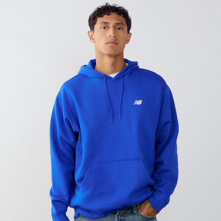 NEW BALANCE HOODIE SMALL LOGO BLAUW/WIT HEREN