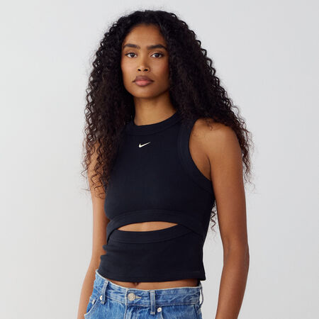NIKE TOP TANK KNIT CHILL ZWART/WIT DAMES