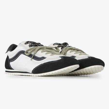 VANS SUPER LOWPRO DOUBLE LACES WIT/ZWART DAMES