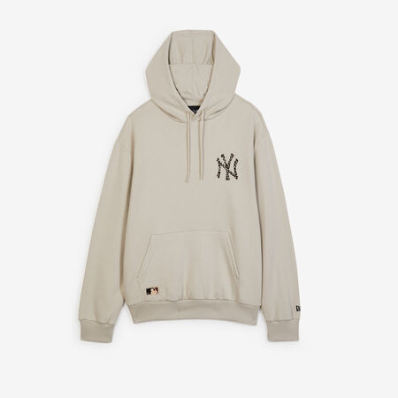NEW ERA HOODIE NY YANKEES LEO INFILL LOGO BEIGE/BRUIN HEREN