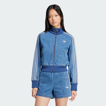 ADIDAS ORIGINALS JACKET FZ ADICOLOR DENIM BLAUW/WIT DAMES