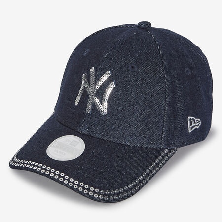 NEW ERA 9FORTY WOMEN NY DENIM SEQUIN BLAUW DAMES