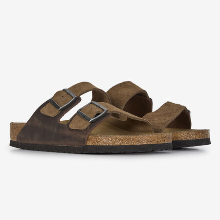 BIRKENSTOCK ARIZONA LEATHER MIX DARK TEA BRUIN HEREN