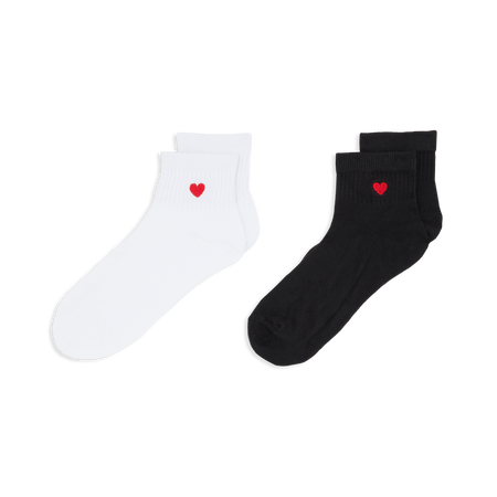 COURIR PACK QUARTER BRODERIE CŒUR X2 BLANC/NOIR UNISEX